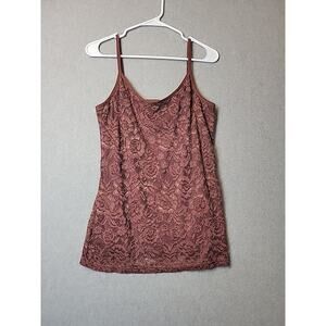 Y2K Maurices Burgundy Spaghetti Strap Floral Lace Overlay Cami Women's Medium